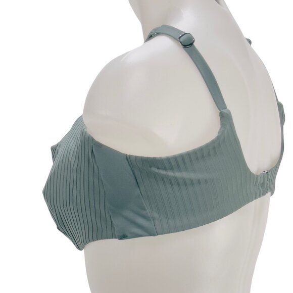 ATHLETA Women's Bikini Top Green Scoop Neck Adjustable Straps Size 40DD - Picture 2 of 10